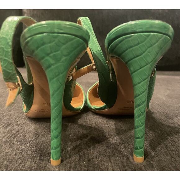 Ralph Lauren Collection Purple Label Alligator Heels D'orsay Pumps 8 Green Point - Picture 5 of 9